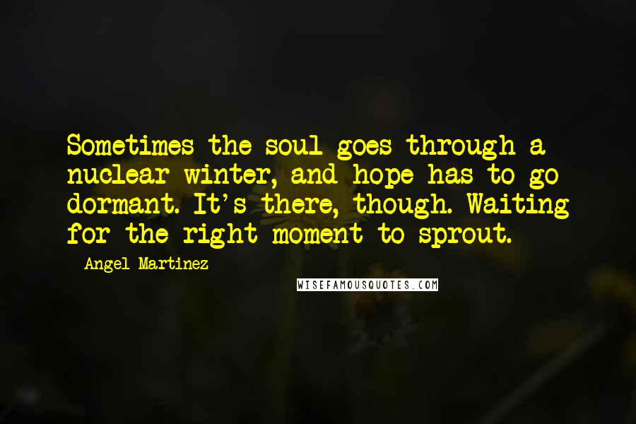 Angel Martinez Quotes: Sometimes the soul goes through a nuclear winter, and hope has to go dormant. It's there, though. Waiting for the right moment to sprout.