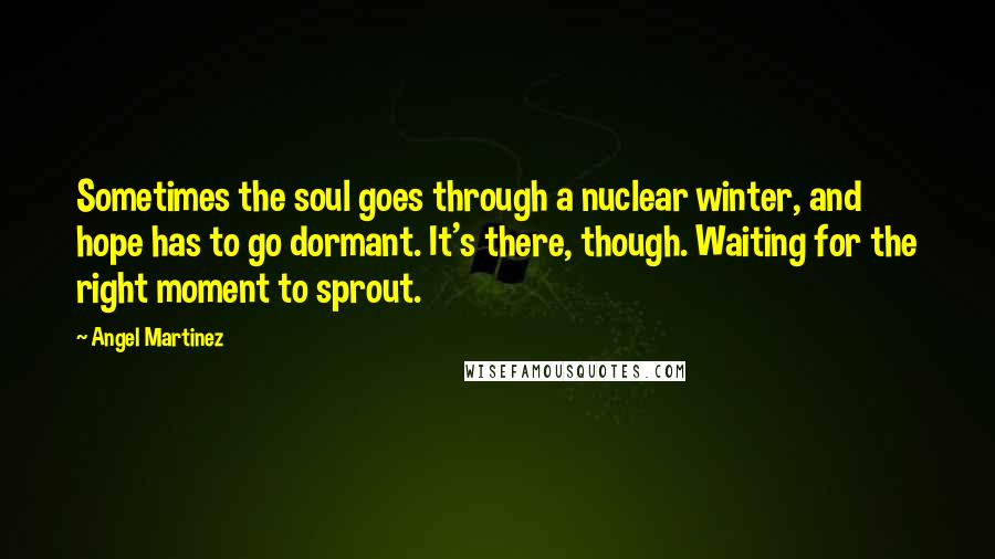 Angel Martinez Quotes: Sometimes the soul goes through a nuclear winter, and hope has to go dormant. It's there, though. Waiting for the right moment to sprout.
