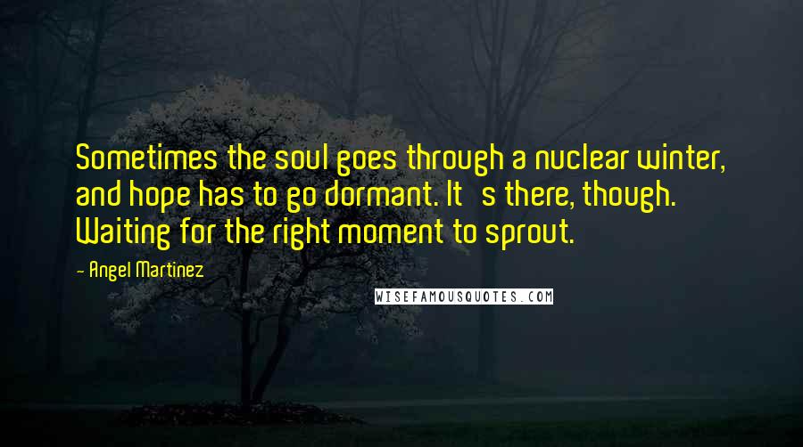 Angel Martinez Quotes: Sometimes the soul goes through a nuclear winter, and hope has to go dormant. It's there, though. Waiting for the right moment to sprout.