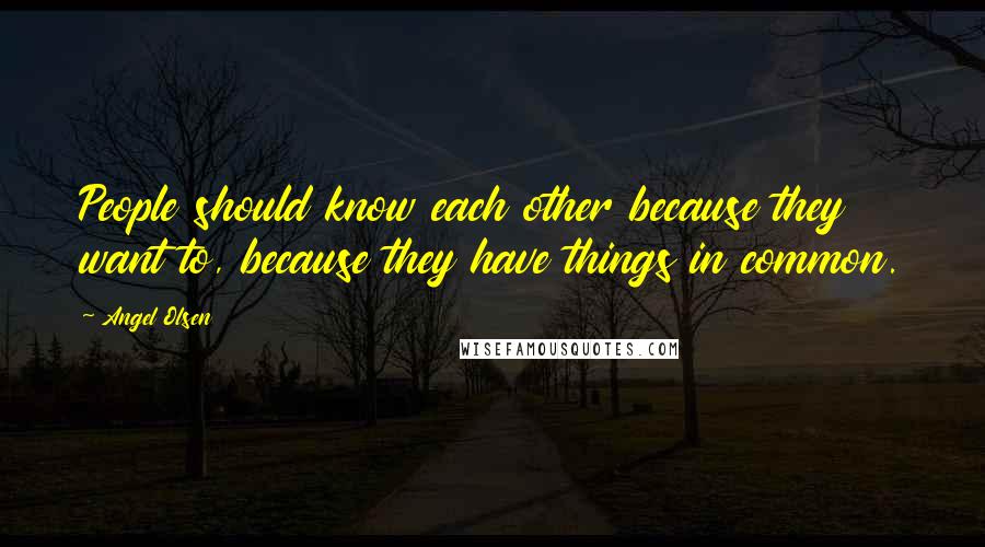 Angel Olsen Quotes: People should know each other because they want to, because they have things in common.