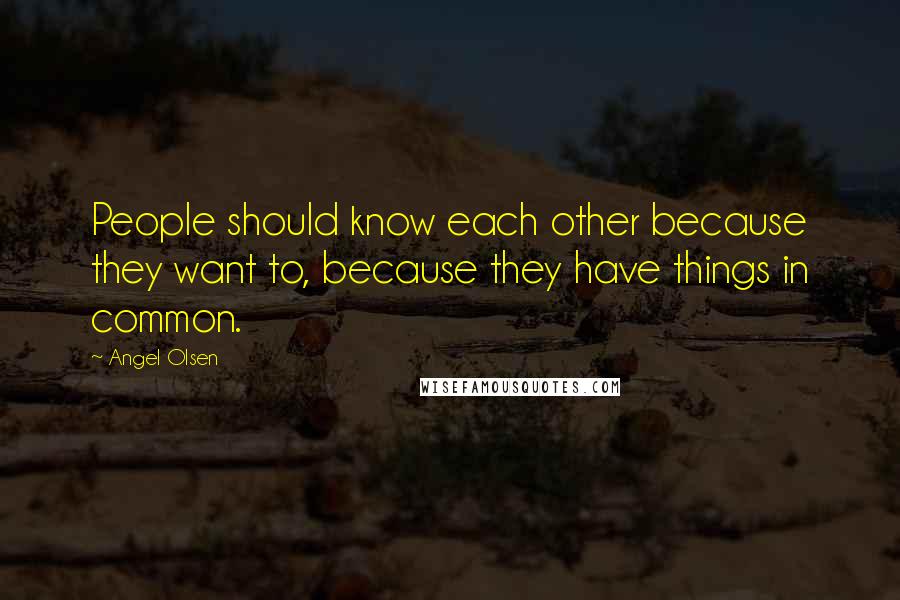 Angel Olsen Quotes: People should know each other because they want to, because they have things in common.