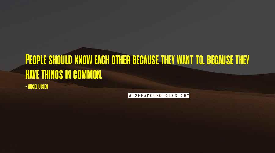Angel Olsen Quotes: People should know each other because they want to, because they have things in common.