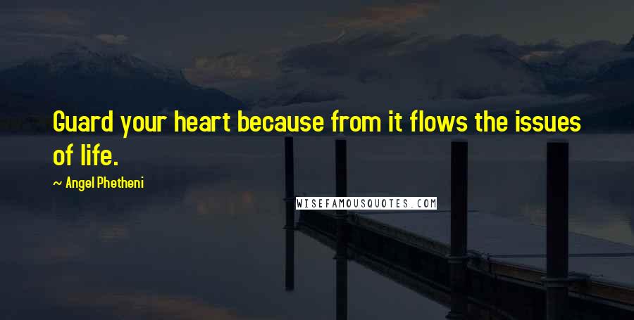 Angel Phetheni Quotes: Guard your heart because from it flows the issues of life.