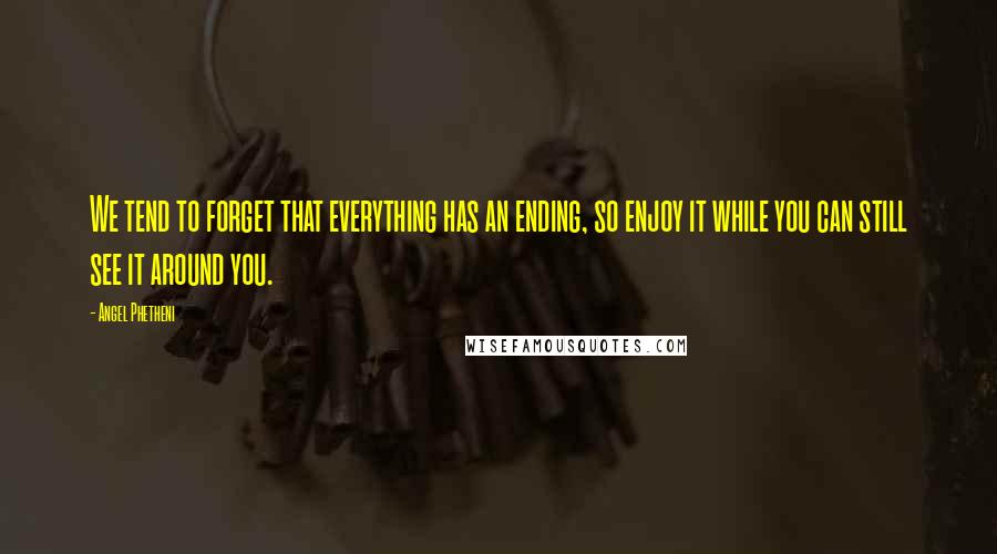 Angel Phetheni Quotes: We tend to forget that everything has an ending, so enjoy it while you can still see it around you.