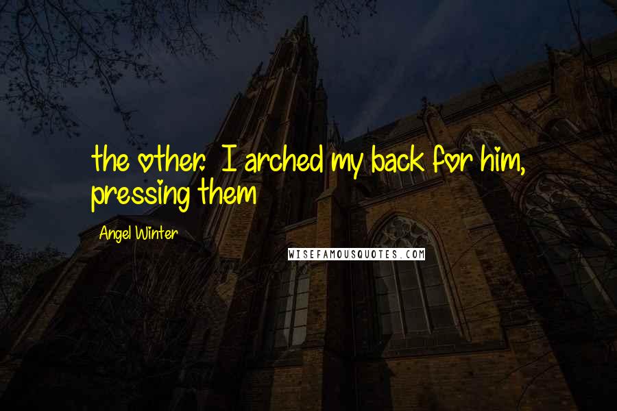 Angel Winter Quotes: the other.  I arched my back for him, pressing them