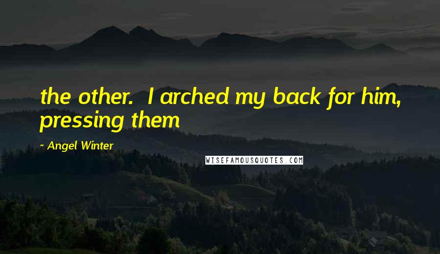 Angel Winter Quotes: the other.  I arched my back for him, pressing them