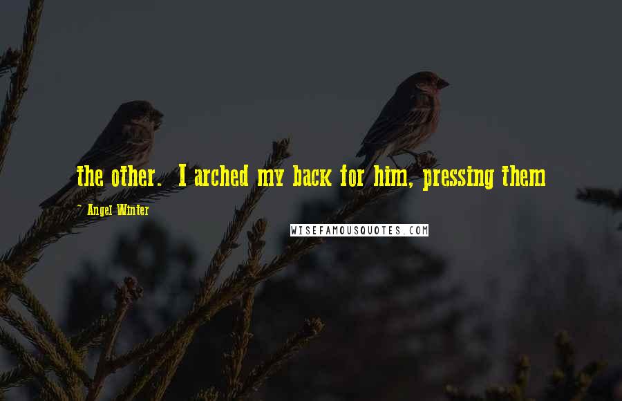 Angel Winter Quotes: the other.  I arched my back for him, pressing them