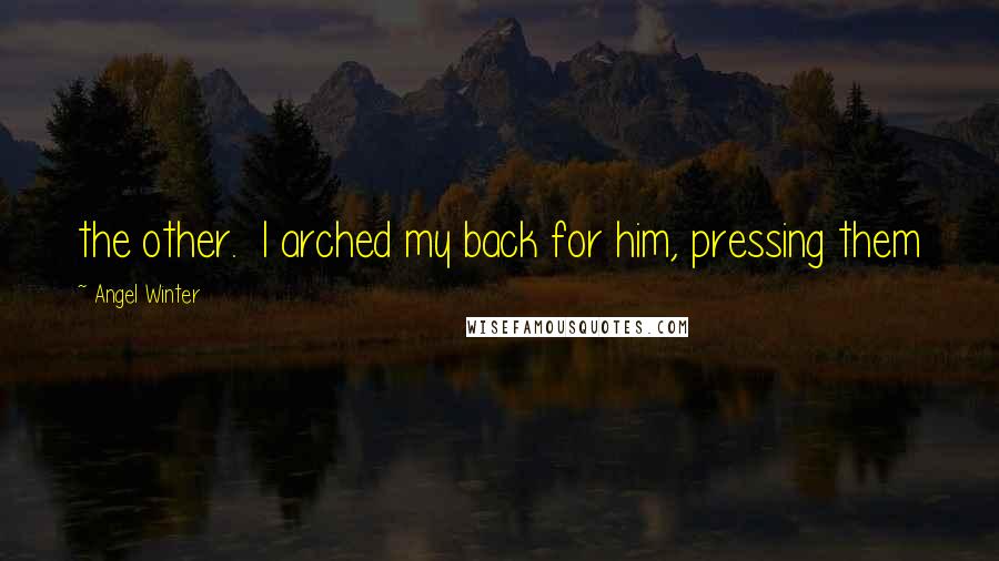 Angel Winter Quotes: the other.  I arched my back for him, pressing them