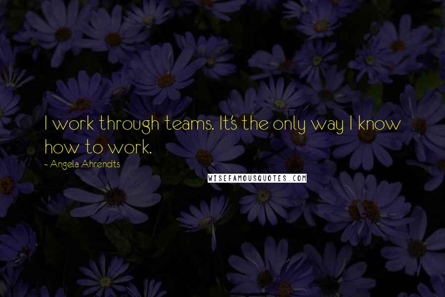 Angela Ahrendts Quotes: I work through teams. It's the only way I know how to work.