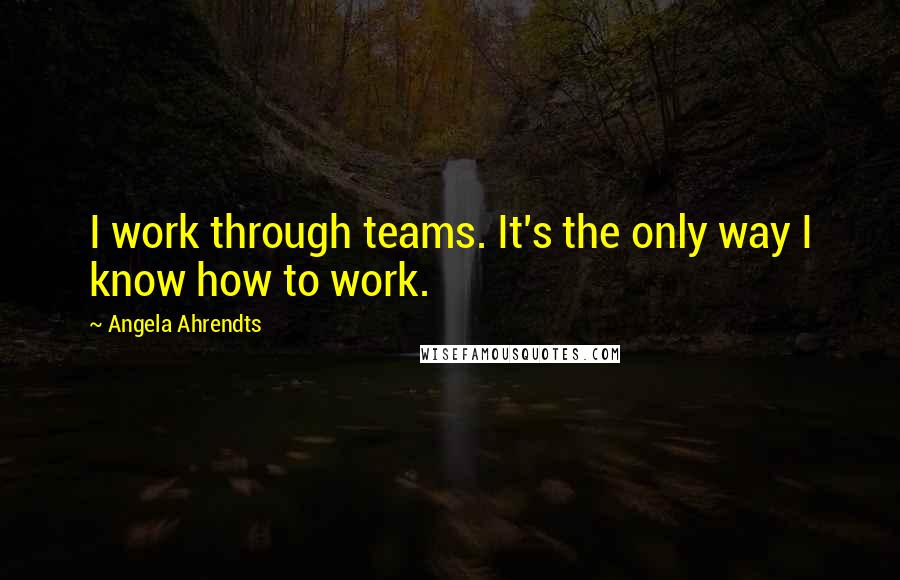 Angela Ahrendts Quotes: I work through teams. It's the only way I know how to work.