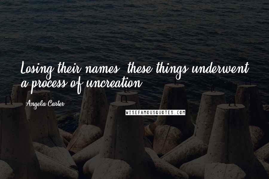 Angela Carter Quotes: Losing their names, these things underwent a process of uncreation.