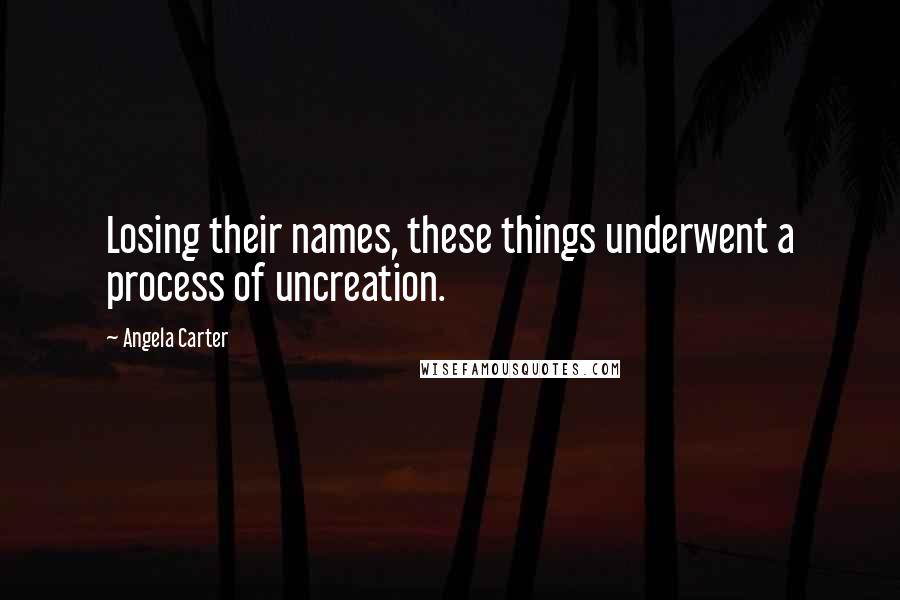 Angela Carter Quotes: Losing their names, these things underwent a process of uncreation.