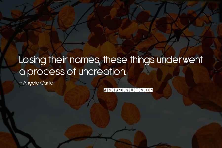 Angela Carter Quotes: Losing their names, these things underwent a process of uncreation.