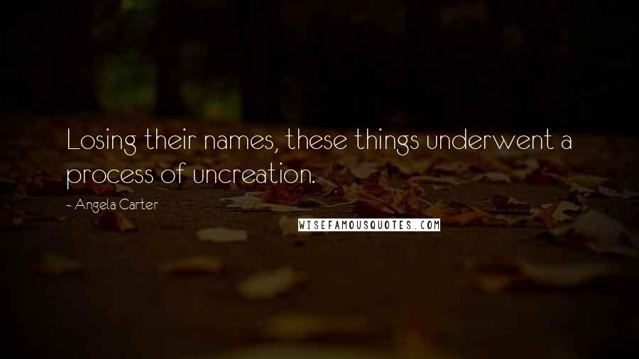 Angela Carter Quotes: Losing their names, these things underwent a process of uncreation.