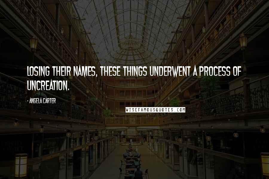 Angela Carter Quotes: Losing their names, these things underwent a process of uncreation.