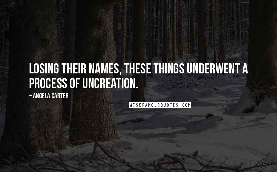 Angela Carter Quotes: Losing their names, these things underwent a process of uncreation.