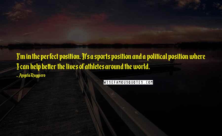 Angela Ruggiero Quotes: I'm in the perfect position. It's a sports position and a political position where I can help better the lives of athletes around the world.
