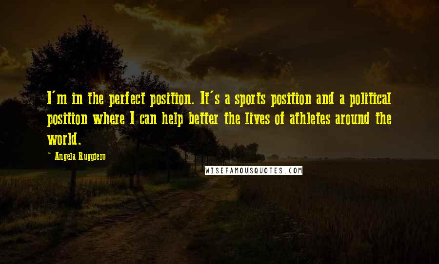 Angela Ruggiero Quotes: I'm in the perfect position. It's a sports position and a political position where I can help better the lives of athletes around the world.