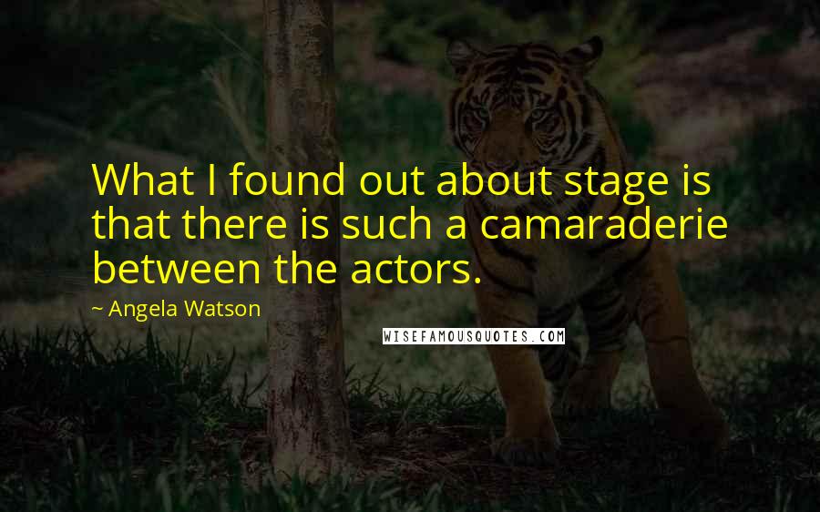 Angela Watson Quotes: What I found out about stage is that there is such a camaraderie between the actors.