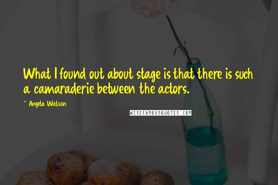 Angela Watson Quotes: What I found out about stage is that there is such a camaraderie between the actors.