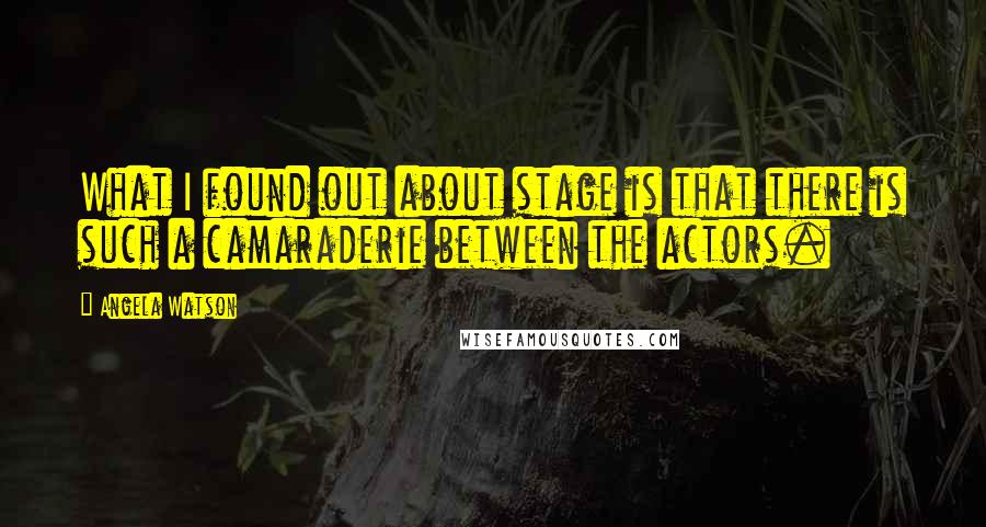 Angela Watson Quotes: What I found out about stage is that there is such a camaraderie between the actors.