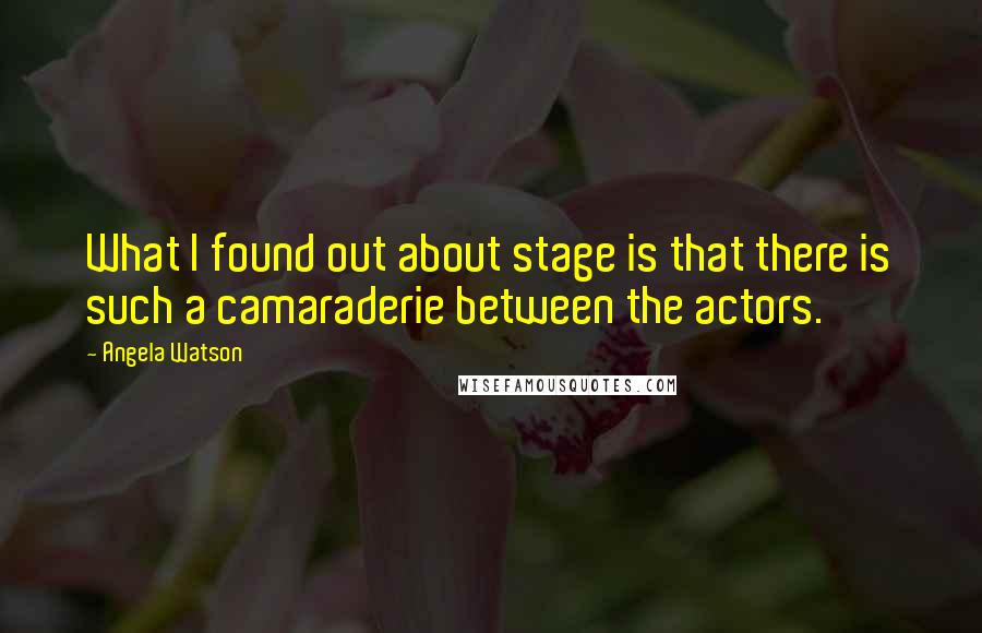 Angela Watson Quotes: What I found out about stage is that there is such a camaraderie between the actors.