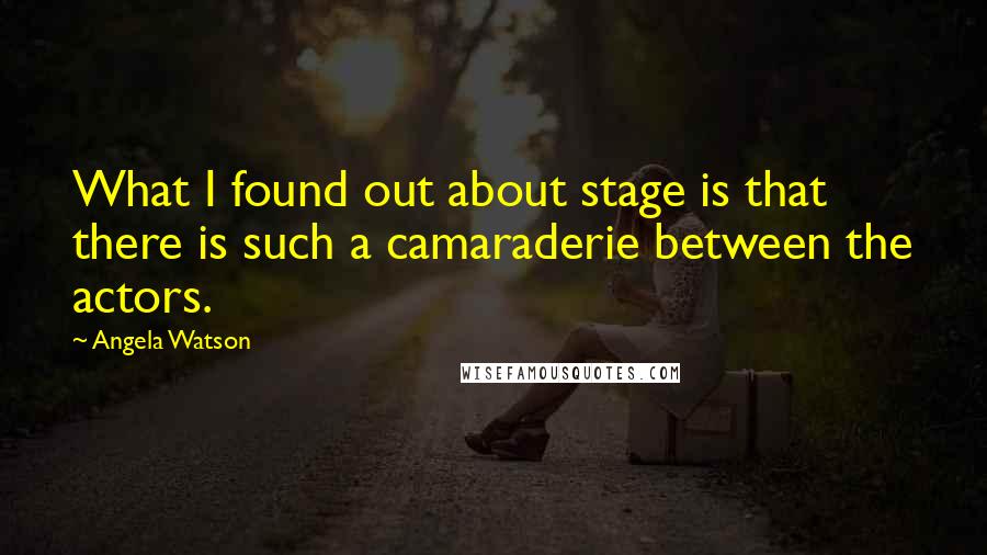 Angela Watson Quotes: What I found out about stage is that there is such a camaraderie between the actors.