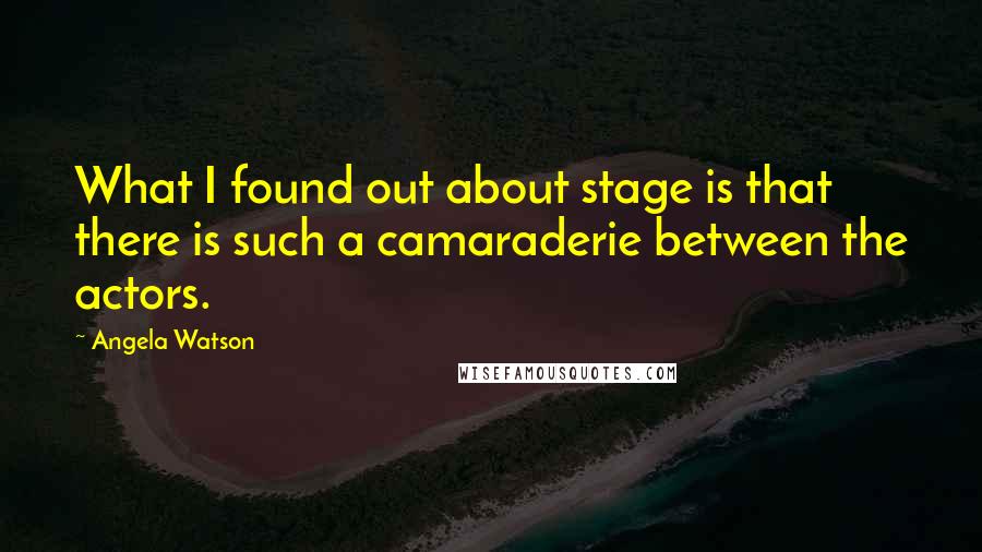 Angela Watson Quotes: What I found out about stage is that there is such a camaraderie between the actors.