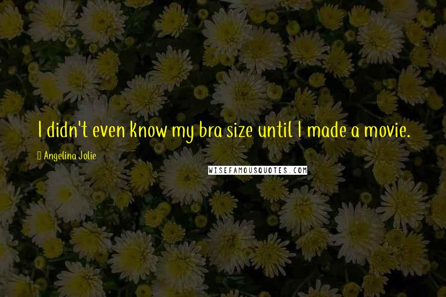 Angelina Jolie Quotes: I didn't even know my bra size until I made a movie.
