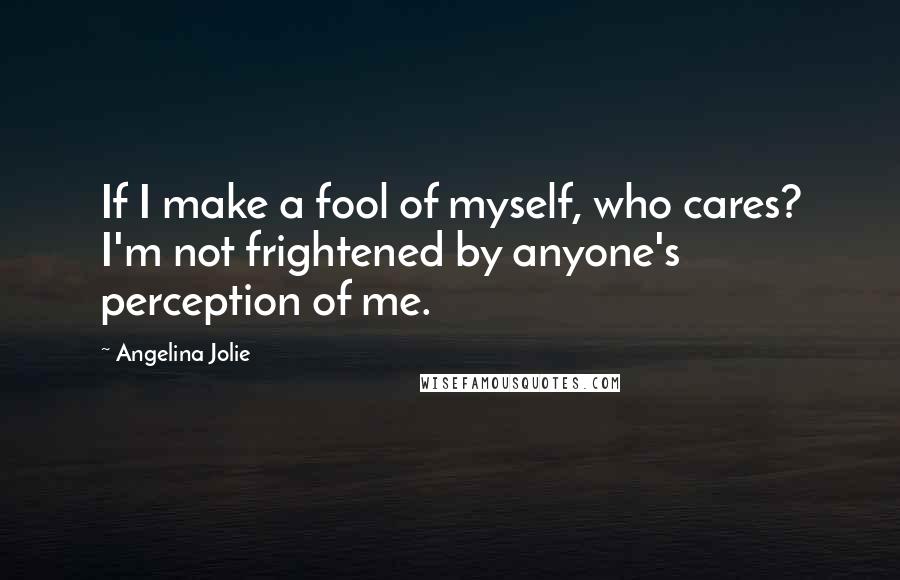Angelina Jolie Quotes: If I make a fool of myself, who cares? I'm not frightened by anyone's perception of me.