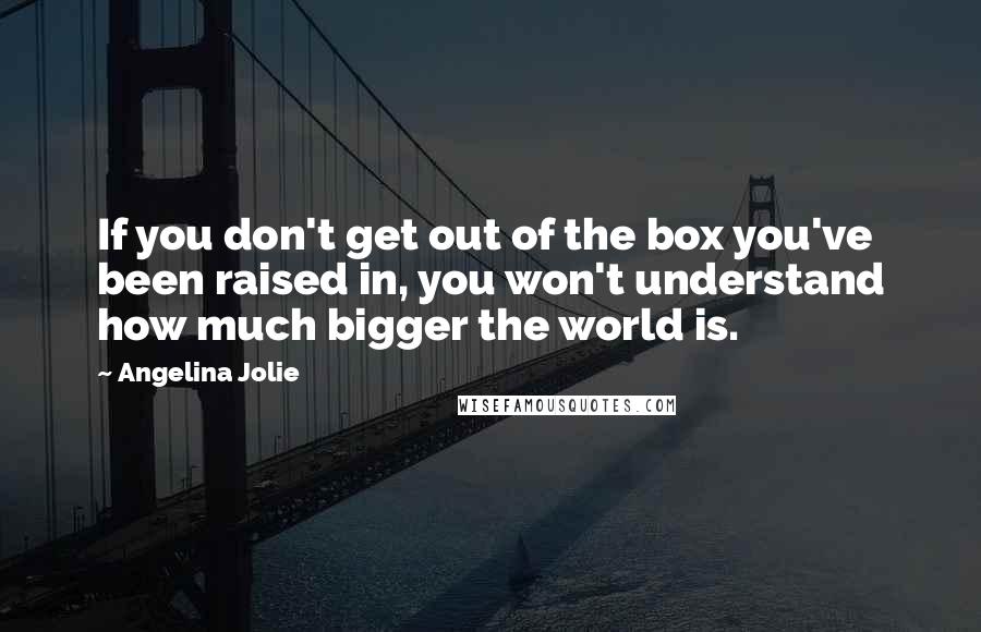 Angelina Jolie Quotes: If you don't get out of the box you've been raised in, you won't understand how much bigger the world is.