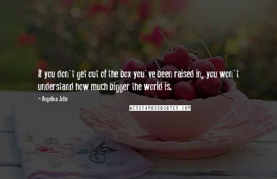 Angelina Jolie Quotes: If you don't get out of the box you've been raised in, you won't understand how much bigger the world is.
