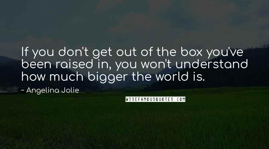 Angelina Jolie Quotes: If you don't get out of the box you've been raised in, you won't understand how much bigger the world is.