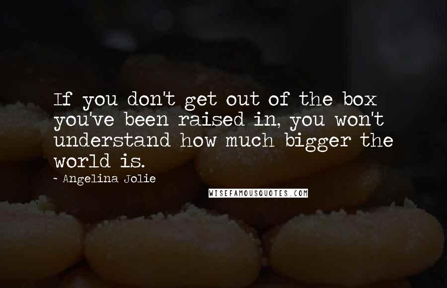 Angelina Jolie Quotes: If you don't get out of the box you've been raised in, you won't understand how much bigger the world is.