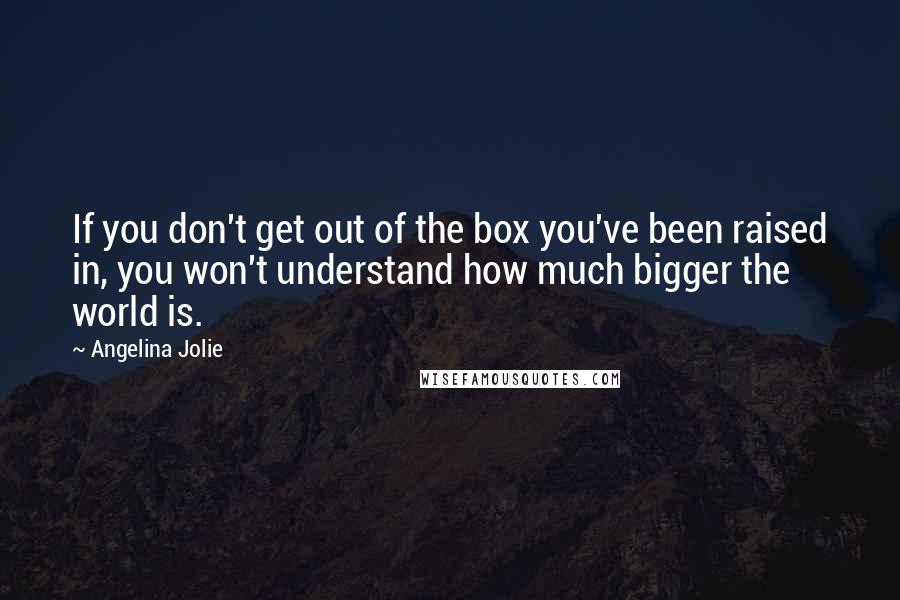 Angelina Jolie Quotes: If you don't get out of the box you've been raised in, you won't understand how much bigger the world is.