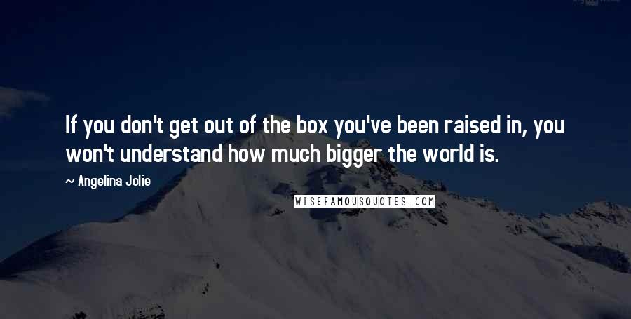 Angelina Jolie Quotes: If you don't get out of the box you've been raised in, you won't understand how much bigger the world is.