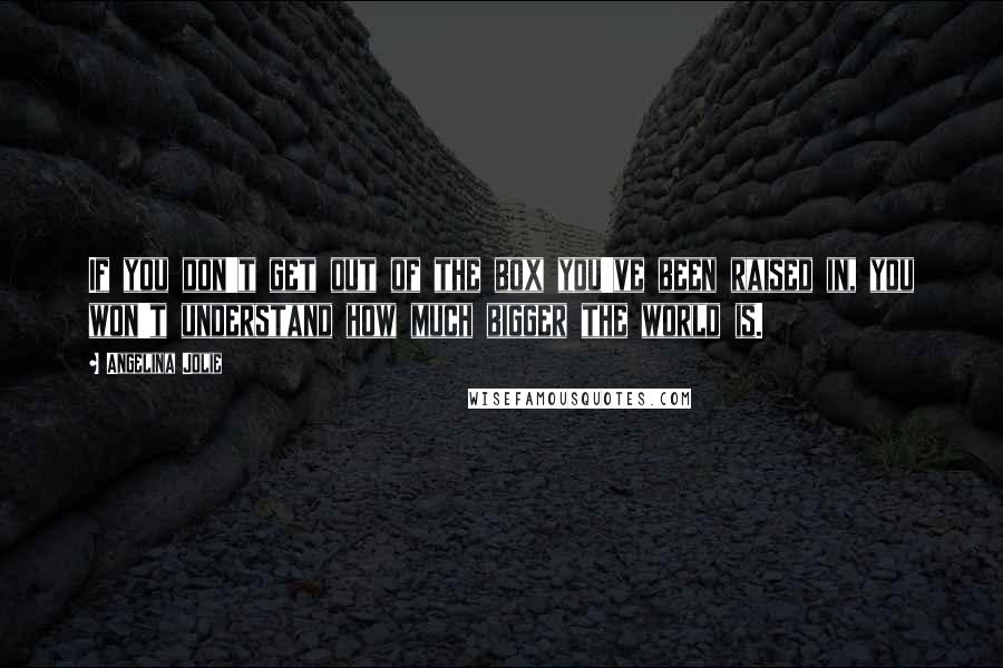 Angelina Jolie Quotes: If you don't get out of the box you've been raised in, you won't understand how much bigger the world is.