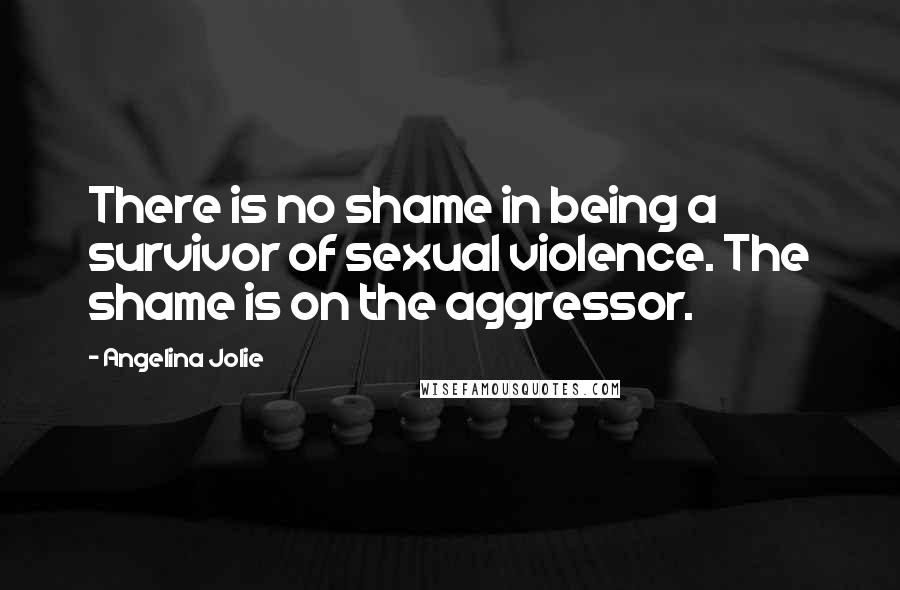 Angelina Jolie Quotes: There is no shame in being a survivor of sexual violence. The shame is on the aggressor.