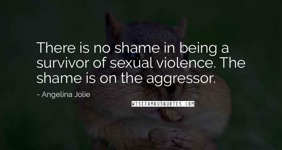 Angelina Jolie Quotes: There is no shame in being a survivor of sexual violence. The shame is on the aggressor.