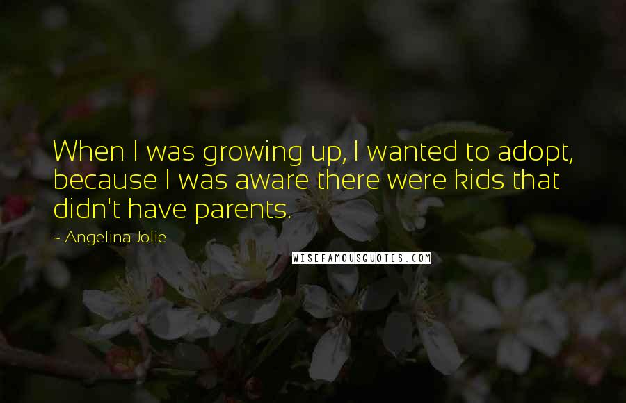 Angelina Jolie Quotes: When I was growing up, I wanted to adopt, because I was aware there were kids that didn't have parents.