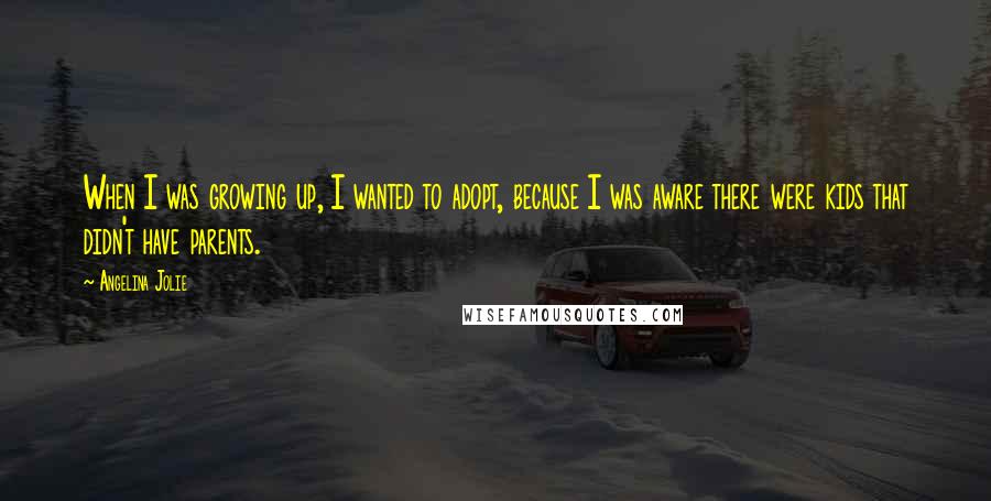 Angelina Jolie Quotes: When I was growing up, I wanted to adopt, because I was aware there were kids that didn't have parents.