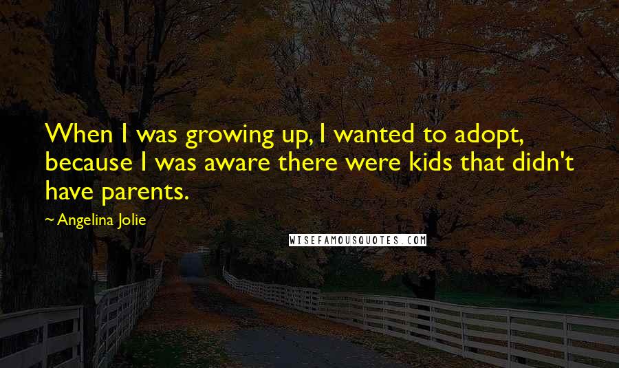 Angelina Jolie Quotes: When I was growing up, I wanted to adopt, because I was aware there were kids that didn't have parents.