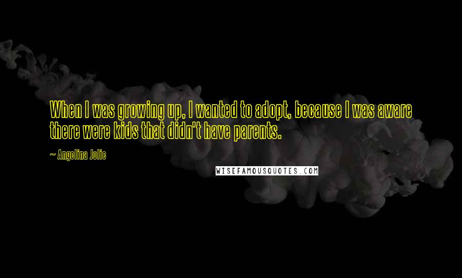 Angelina Jolie Quotes: When I was growing up, I wanted to adopt, because I was aware there were kids that didn't have parents.