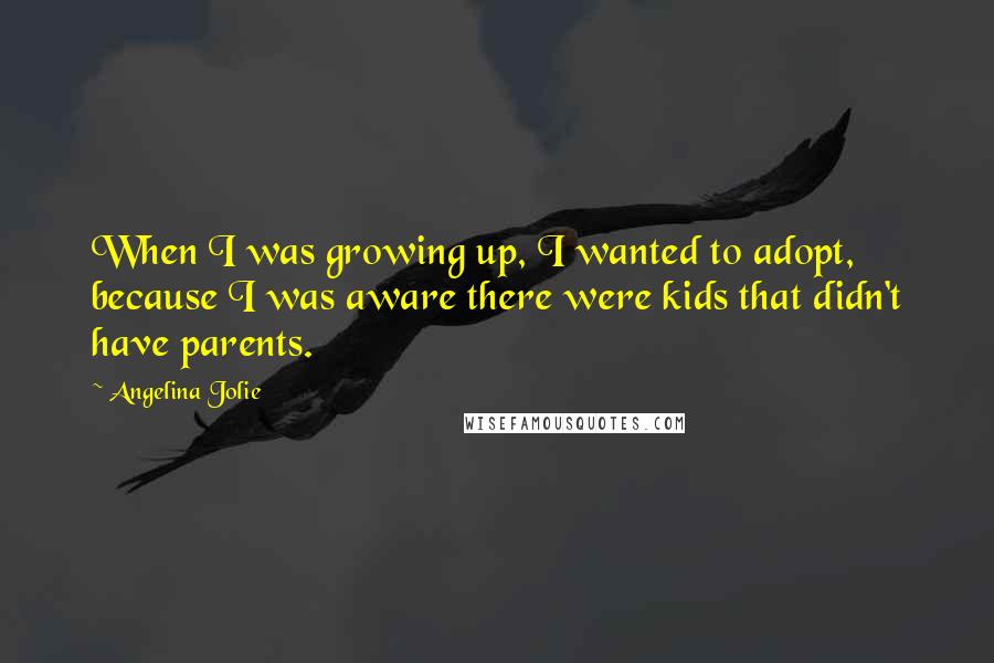 Angelina Jolie Quotes: When I was growing up, I wanted to adopt, because I was aware there were kids that didn't have parents.