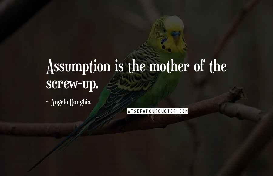 Angelo Donghia Quotes: Assumption is the mother of the screw-up.
