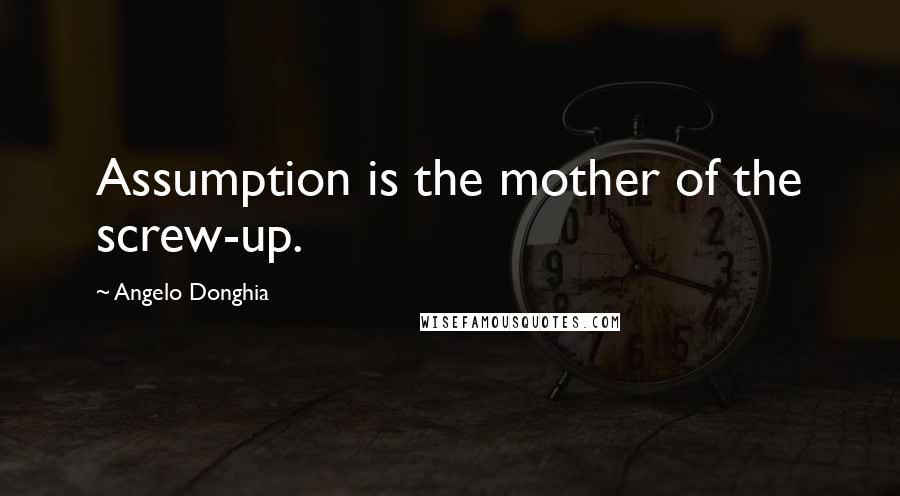 Angelo Donghia Quotes: Assumption is the mother of the screw-up.