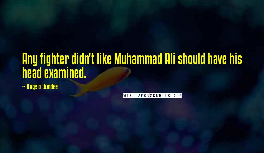 Angelo Dundee Quotes: Any fighter didn't like Muhammad Ali should have his head examined.