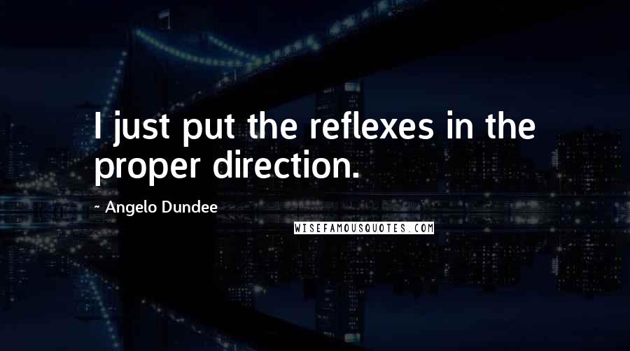 Angelo Dundee Quotes: I just put the reflexes in the proper direction.