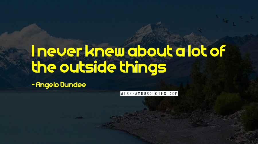 Angelo Dundee Quotes: I never knew about a lot of the outside things