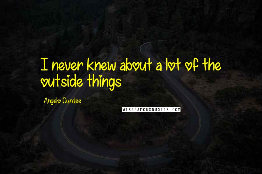 Angelo Dundee Quotes: I never knew about a lot of the outside things